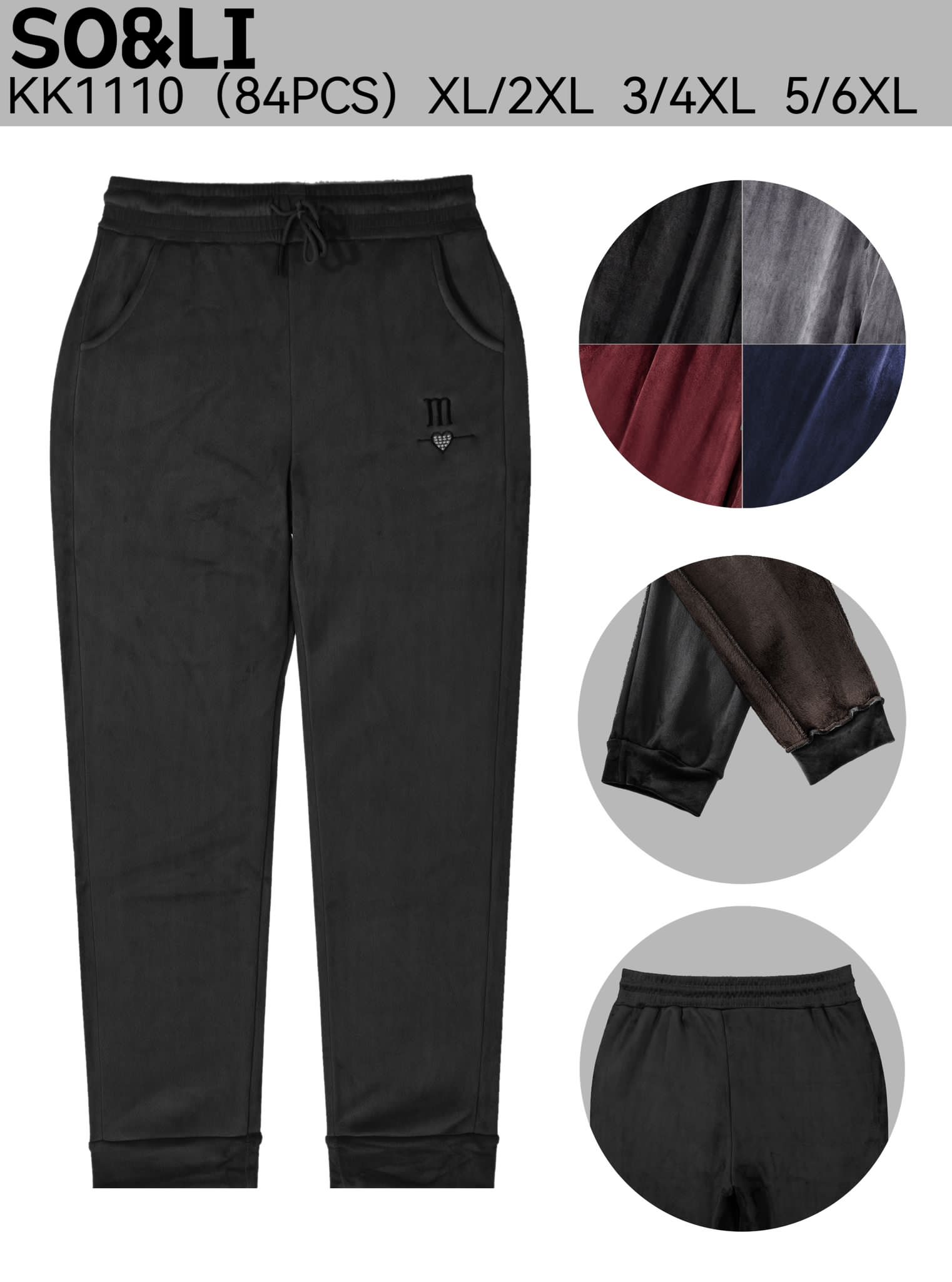 Pantaloni vatuiti dama Engros, din catifea, mix culori