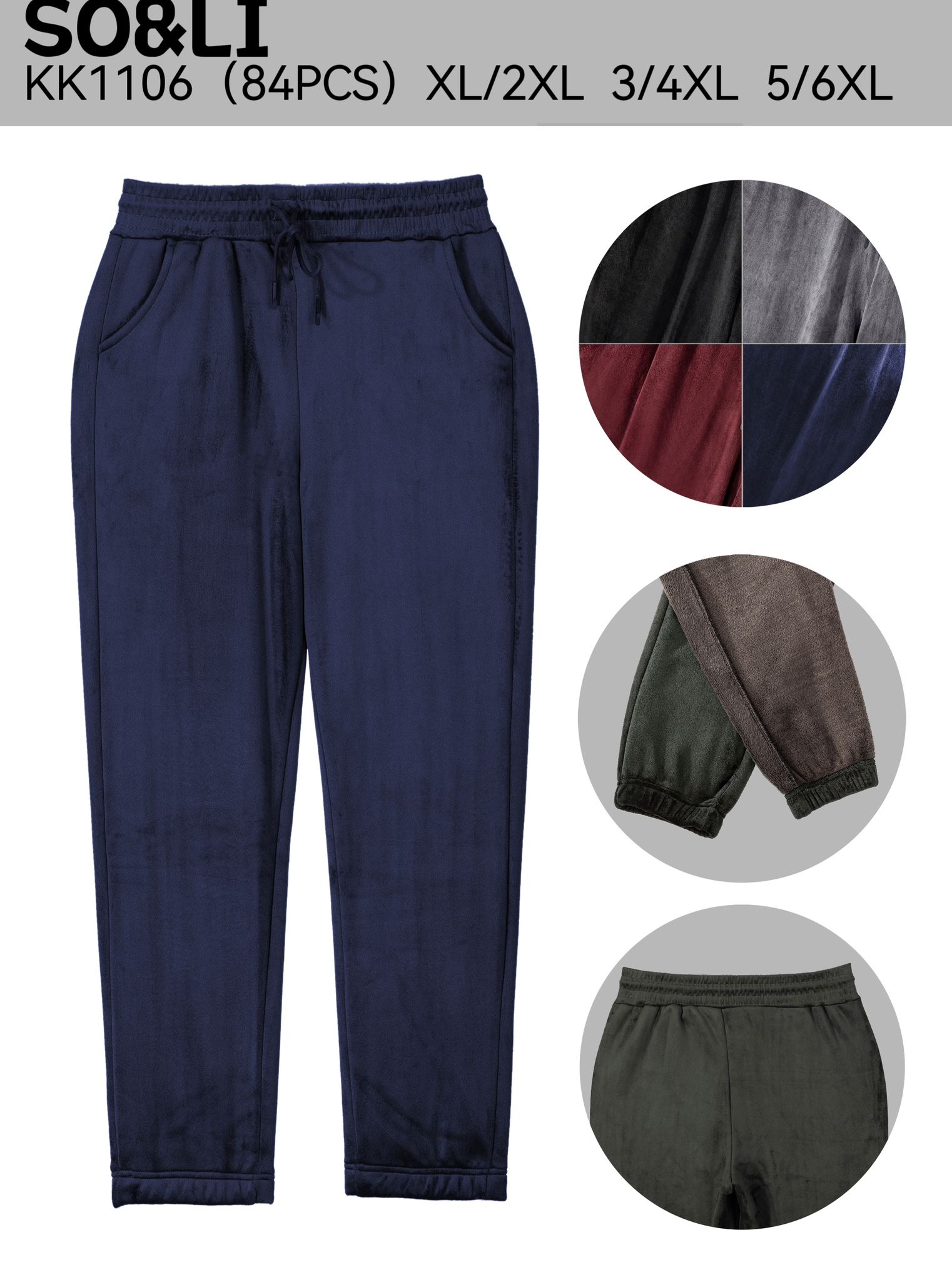 Pantaloni vatuiti dama Engros, din catifea, mix culori