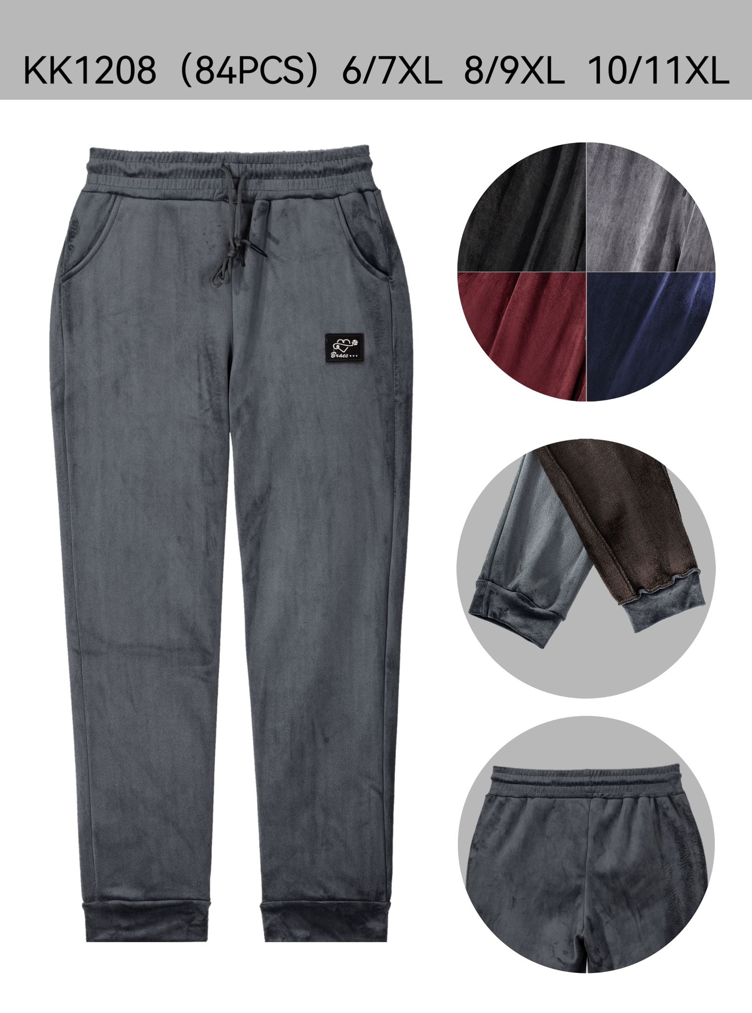 Pantaloni vatuiti dama Engros, din catifea, mix culori