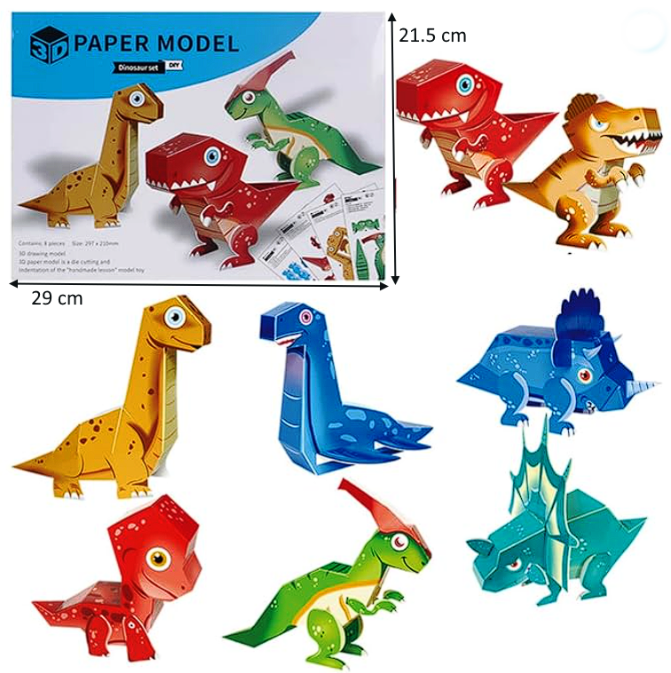 Origami dinozauri 8 bucati din carton Engros