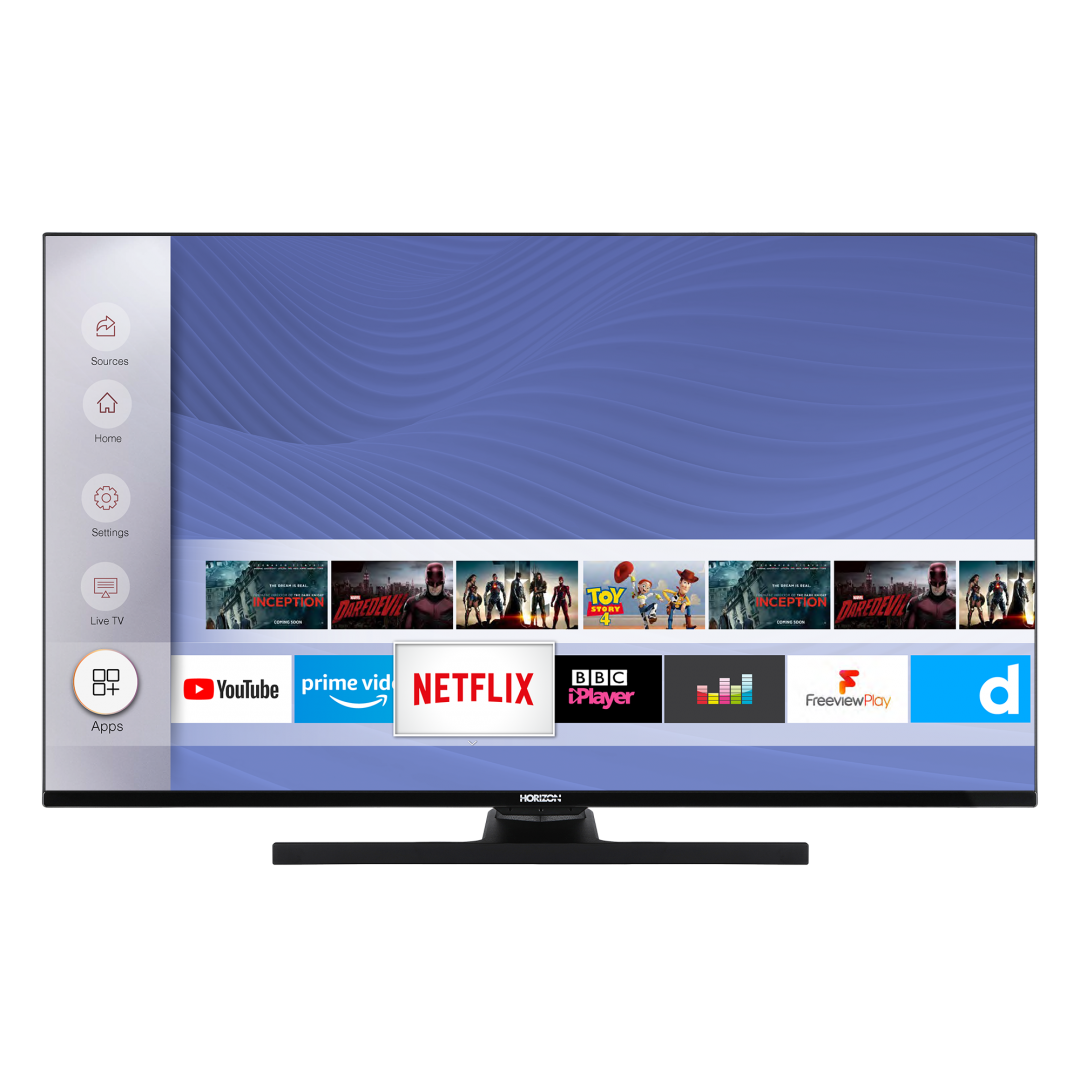 LED TV HORIZON 4K-SMART 43HL8530U/B, 43&quot; D-LED, 4K Ultra HD (2160p), HDR10 / HLG + MicroDimming, Digital TV-Tuner DVB-S2/T2/C, CME 400Hz, HOS 3.0 SmartTV-UI (WiFi built-in) +Netflix +AmazonAlexa +Youtube, 1xLAN (RJ45), Wireless Display, DLNA 1.5, Co
