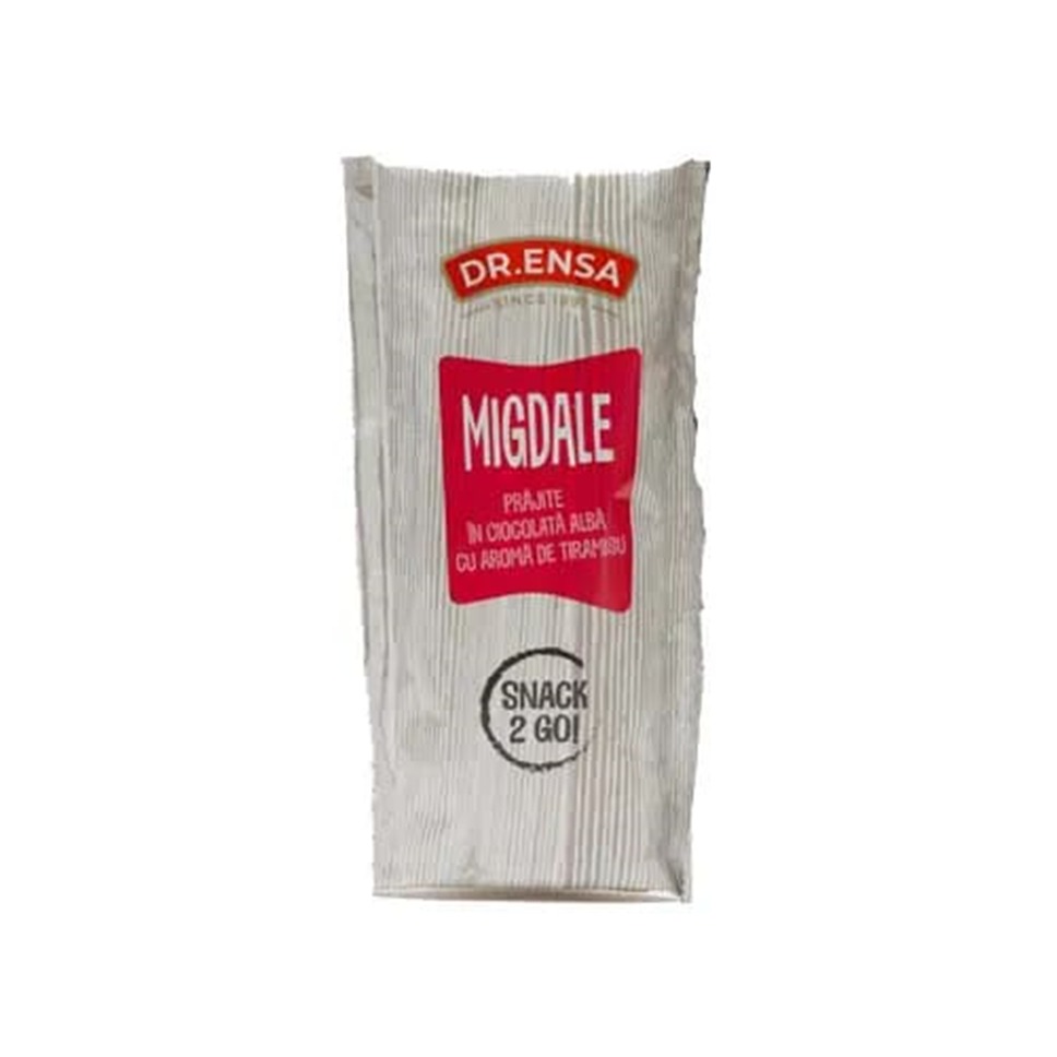 Migdale prajite in ciocolata alba cu aroma de tiramisu Engros 50g, Dr. Ensa , 30 buc/bax