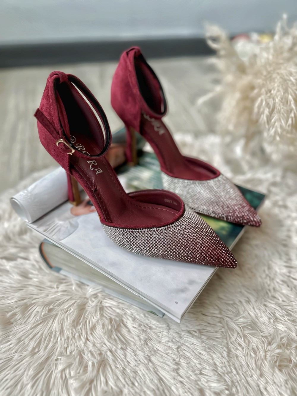 Pantofi eleganti dama, cu toc subtire rosii GQ07
