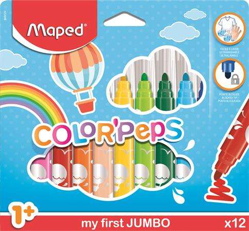 Set 12 carioci groase Maped jumbo Color Peps, en-gros