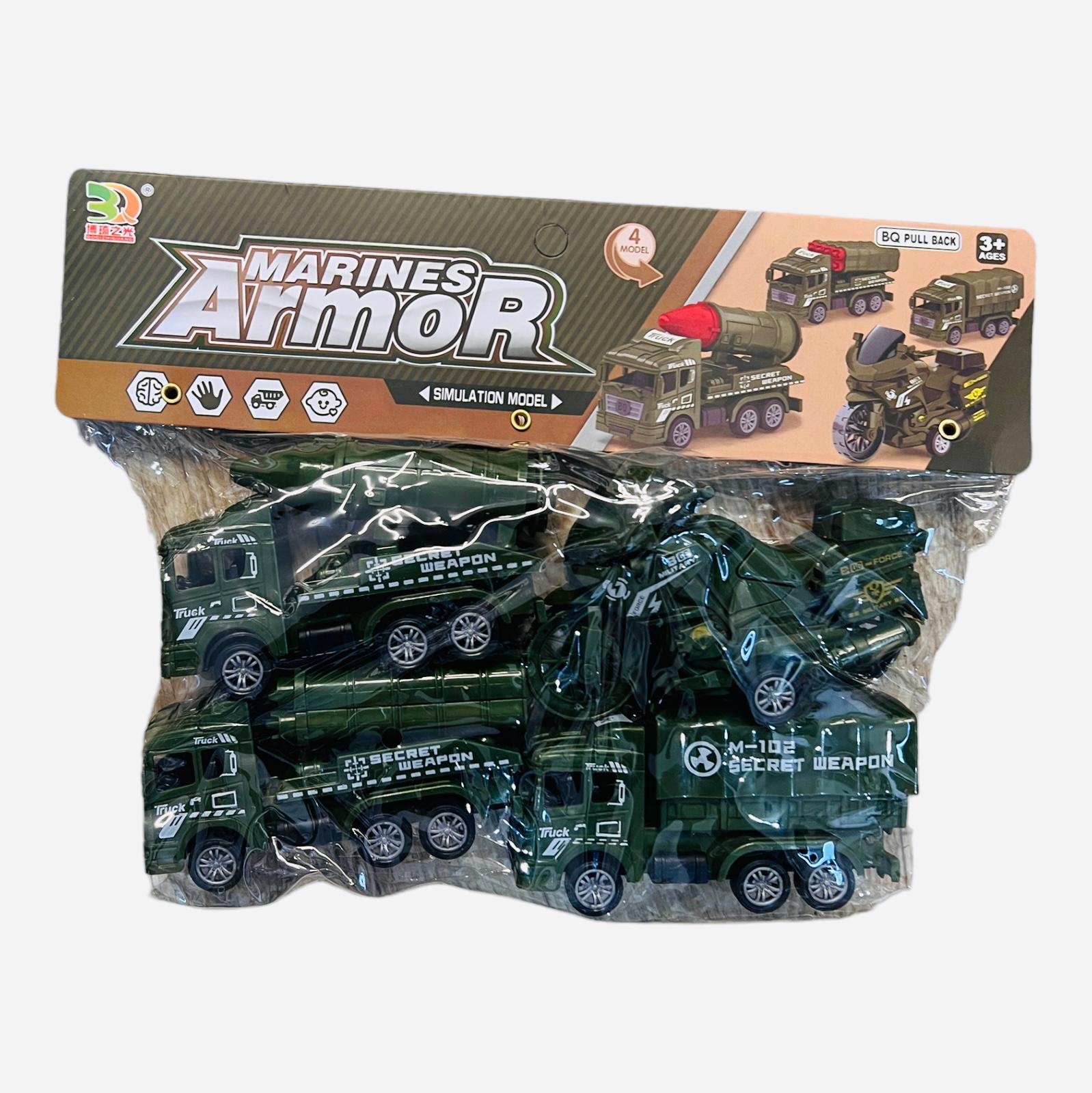 Set 4 vehicule militare, Marine Armor, 28.5×22×5cm, +3ani, en-gros