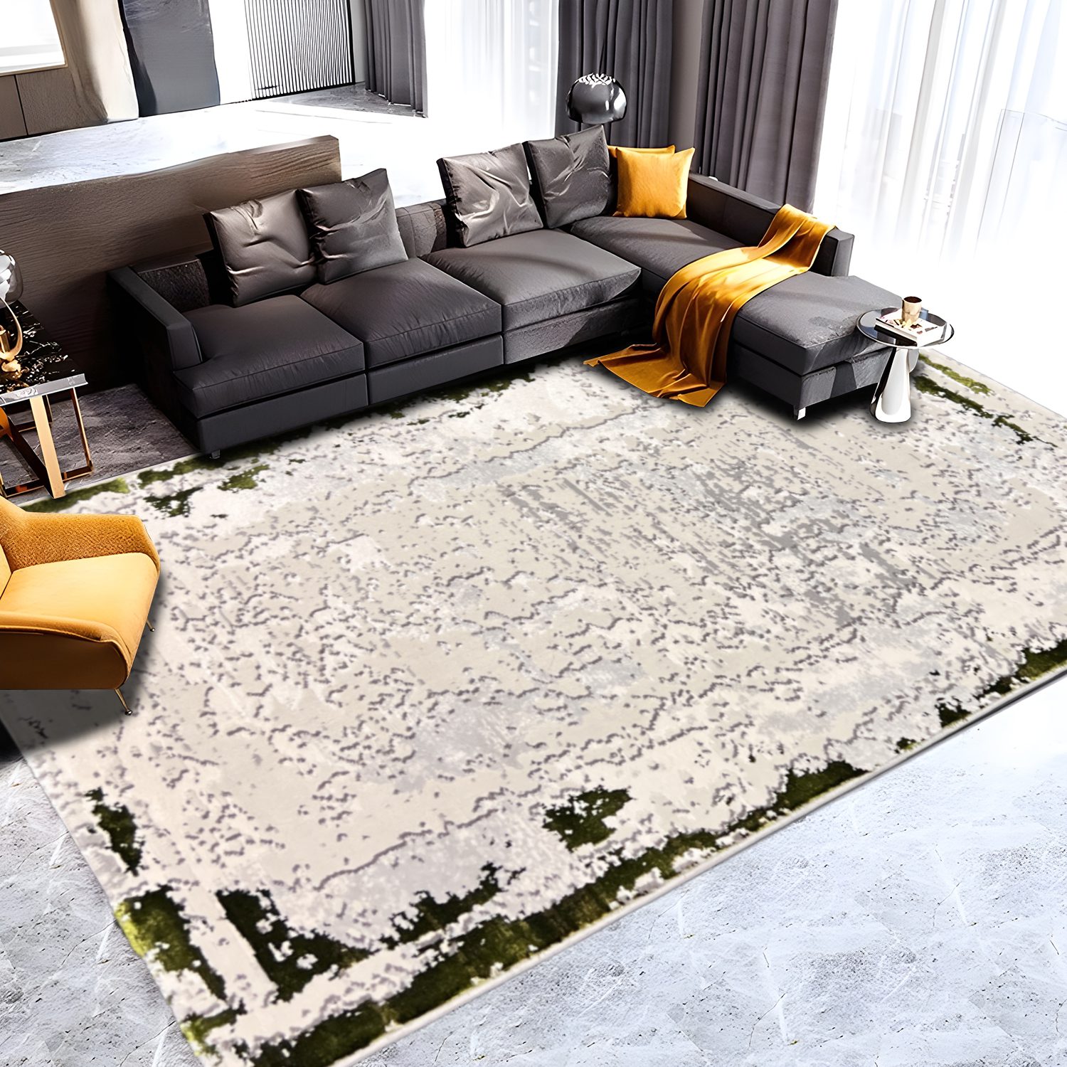 Covor Living, Modern, Elegant, Dormitor/Sufragerie, Gri/Verde, Antic, ST1323 - 100x200cm