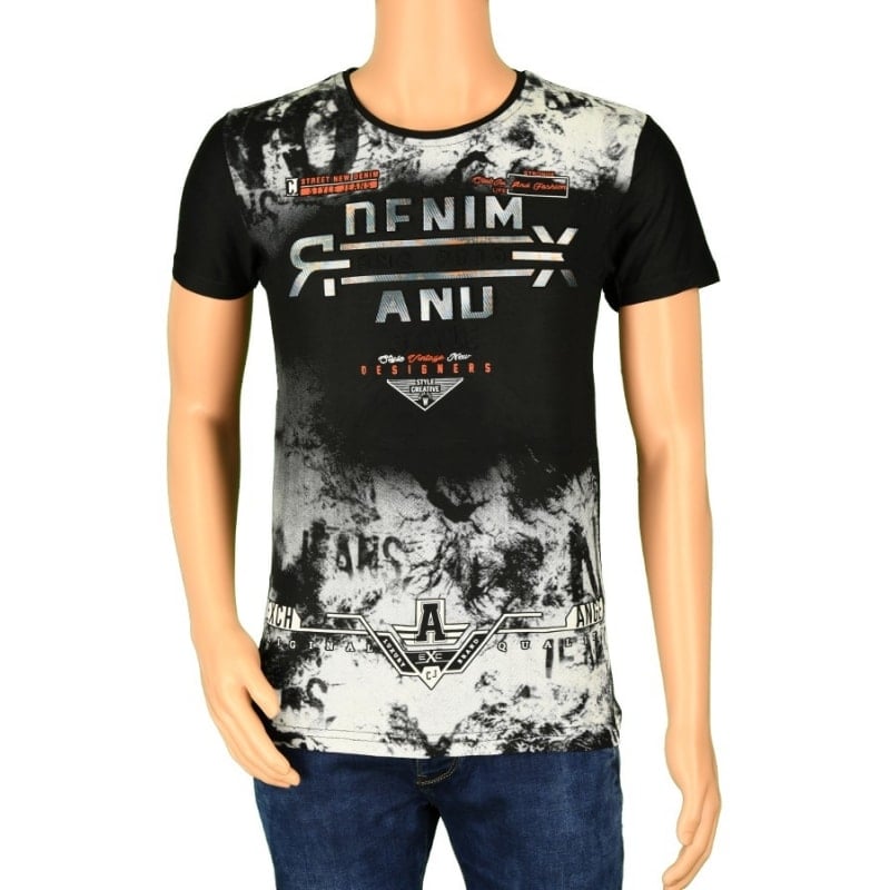 Tricou negru Denim pentru barbat - cod 36863