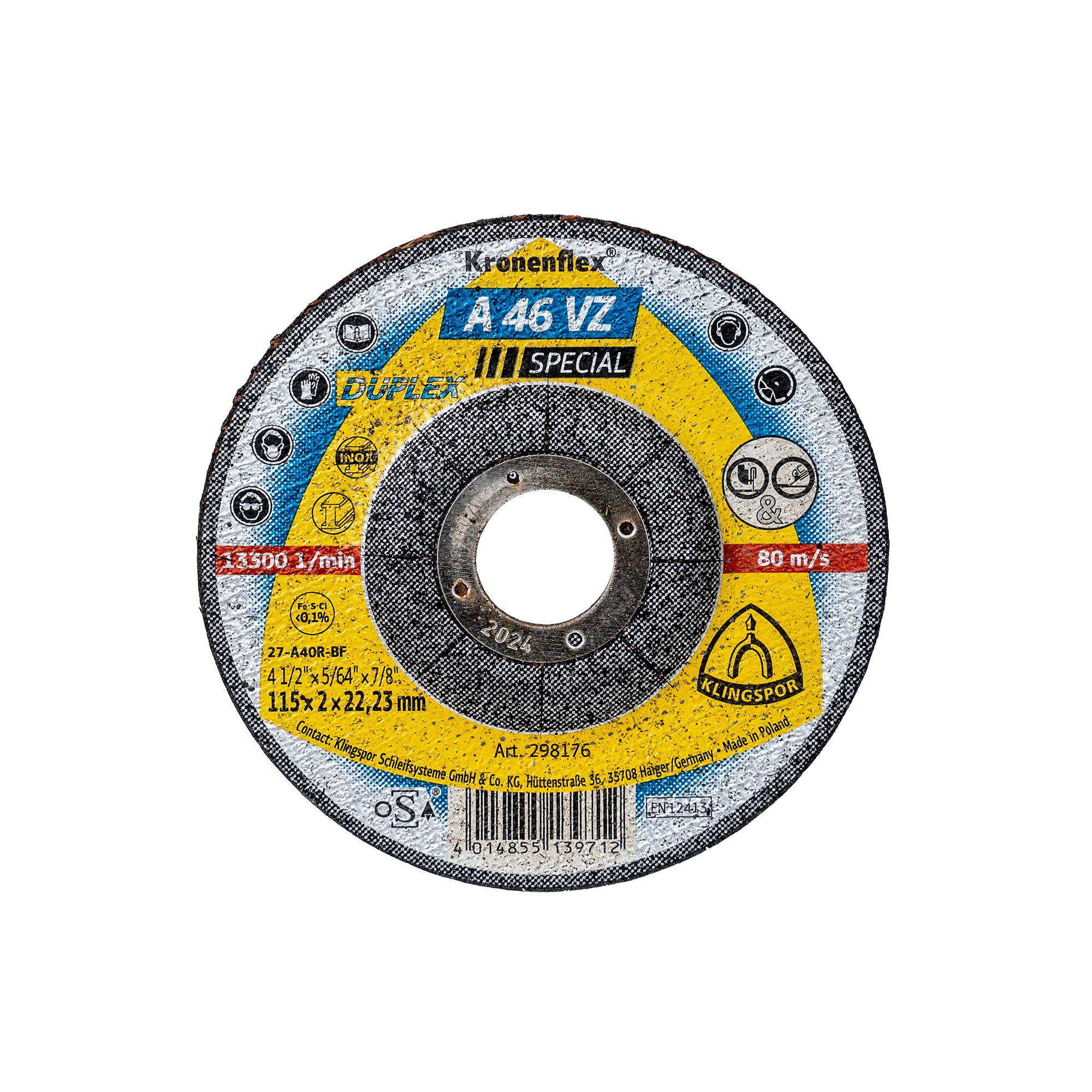 Disc debitare, Klingspor A 46VZ Special, otel, 115 x 2 x 22.23 mm / EXT 298176 Engros