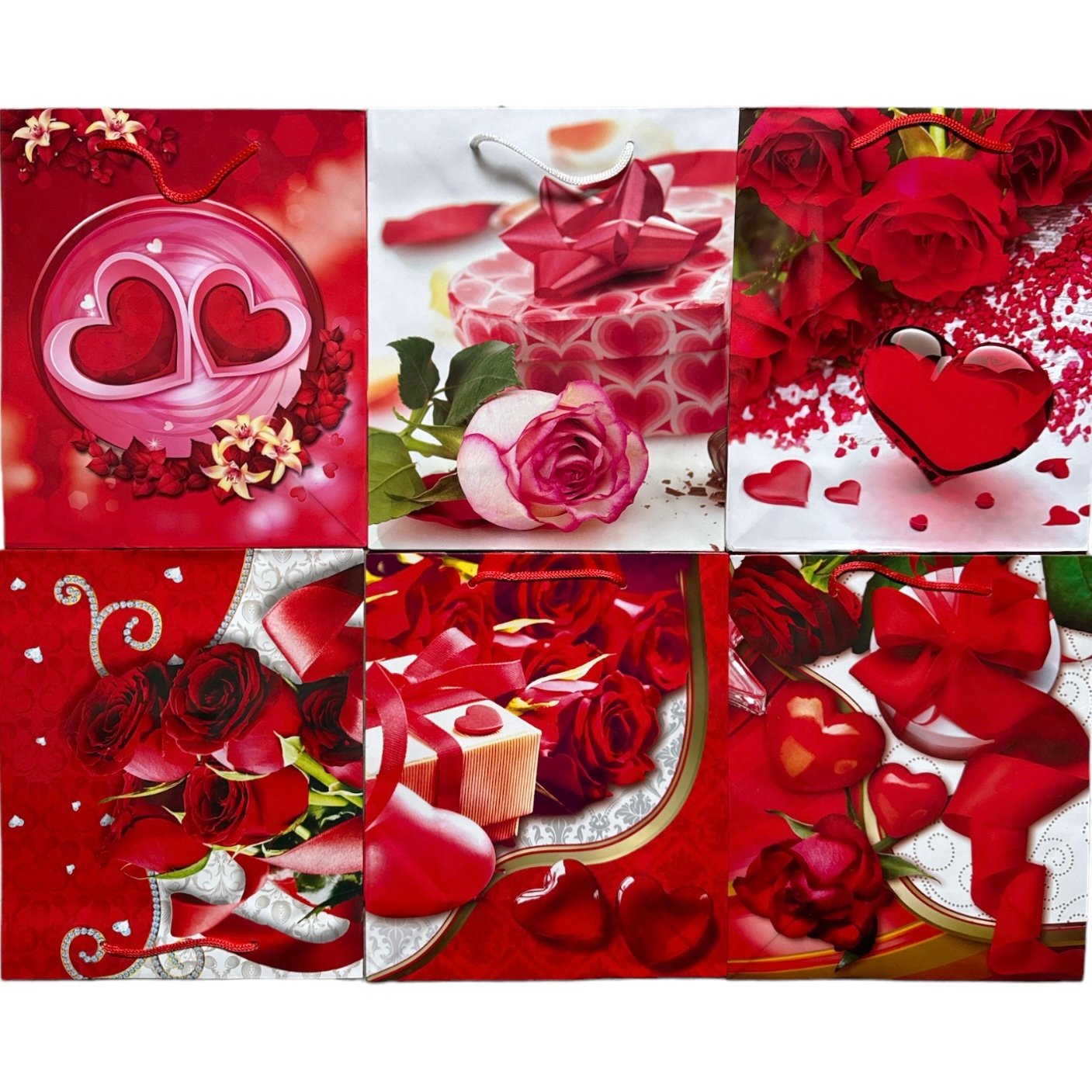 Pungă cadou engros 12/set modele mix Inimă 22x17cm