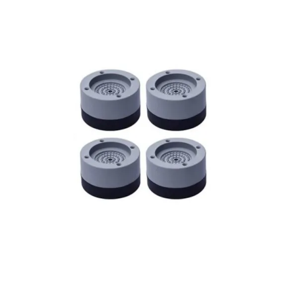 Set 4 Picioruse Suport Anti-Zgomot si Antiderapante pentru masina de spalat, uscator haine, plastic, gri, 6 x 3 cm