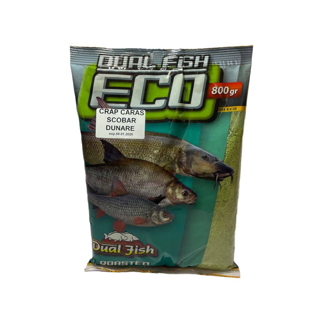 Nada ECO sub forma de cereale sfaramate pentru pescuit, aditivata, aroma de CRAP CARAS SCOBAR DUNARE, 800 grame, Dual Fish Engros