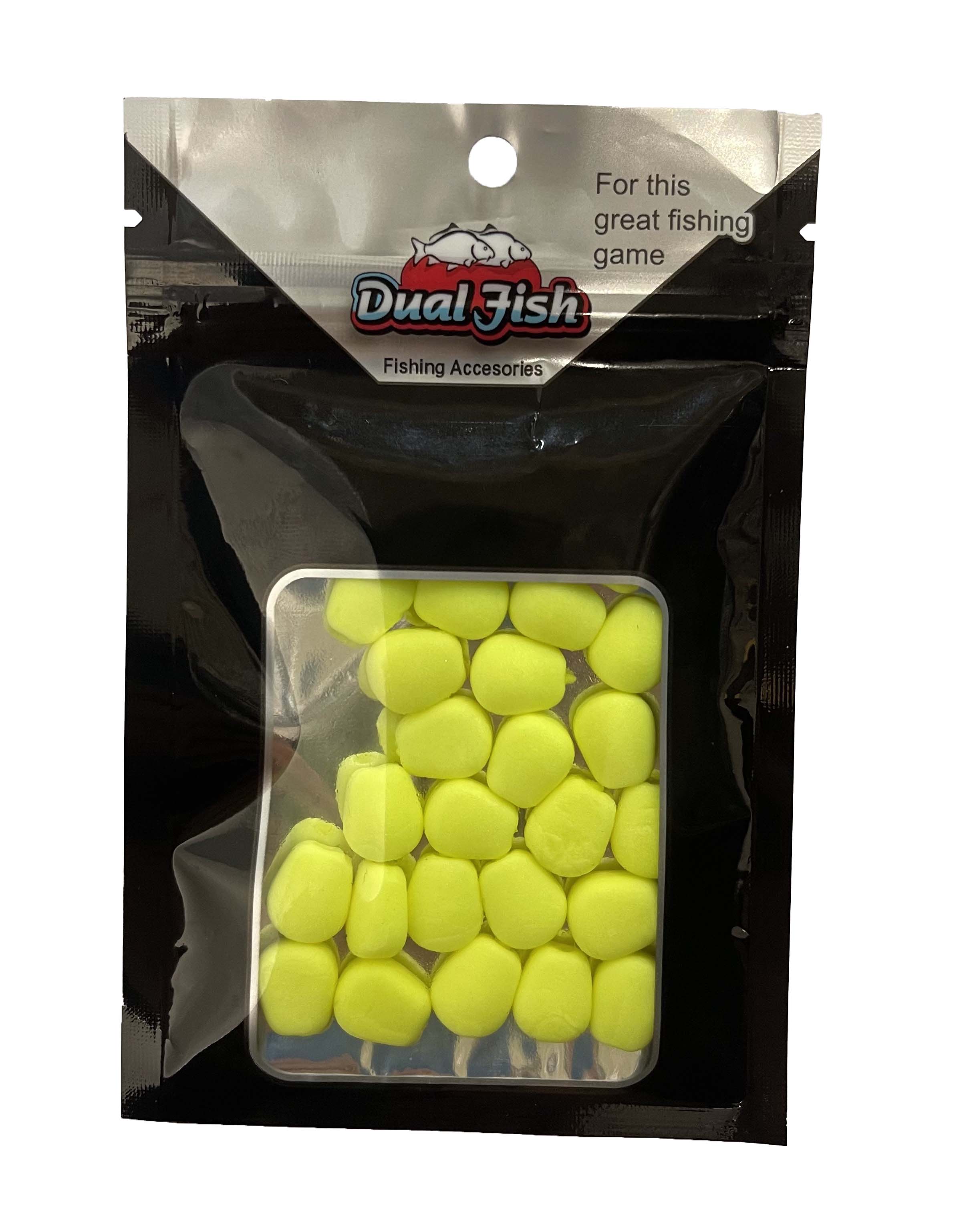 Porumb flotant din silicon, cu aroma adaugata, pentru pescuit, culoare galben fluo, Dual Fish Engros
