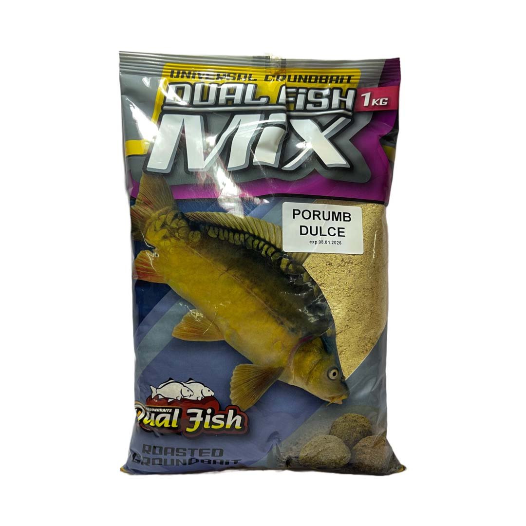 Nada MIX sub forma de cereale sfaramate pentru pescuit, aditivata, aroma de PORUMB DULCE, 1 Kg, Dual Fish Engros