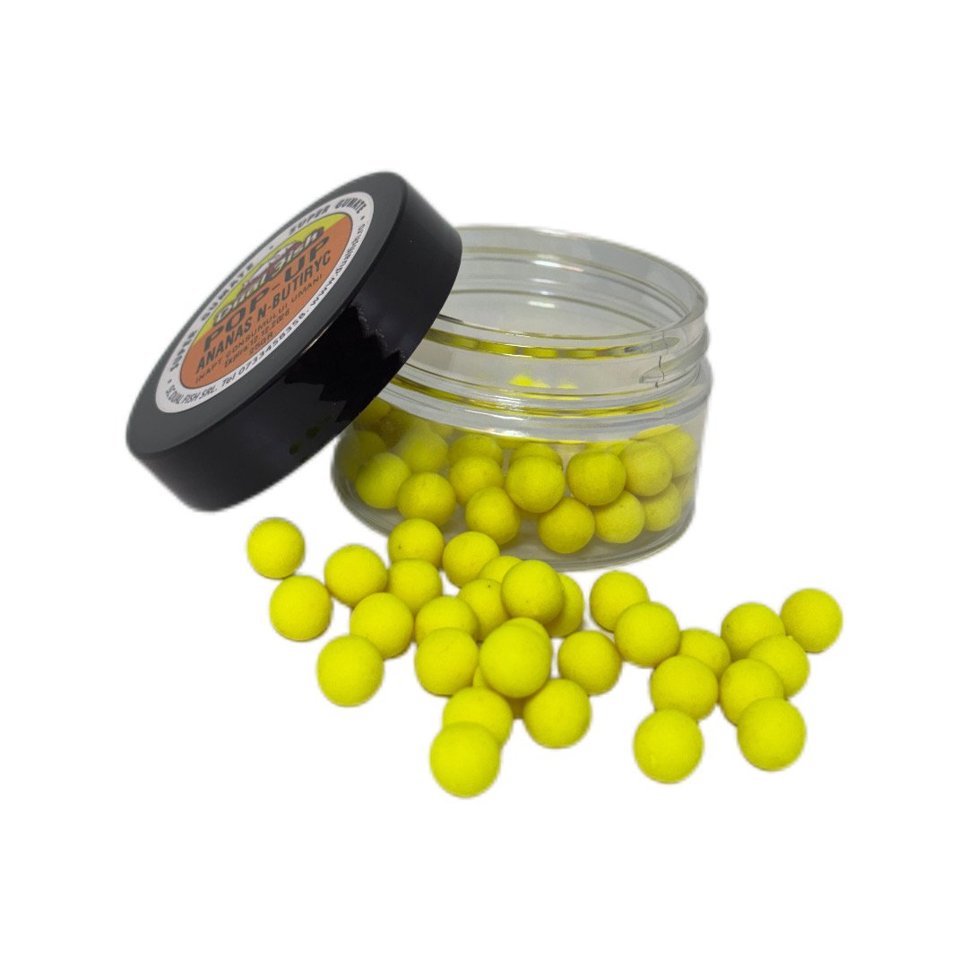Pop Up, aroma de ANANAS N-BUTIRIC, dimensiune de 6 mm, 25 gr, Dual Fish Engros