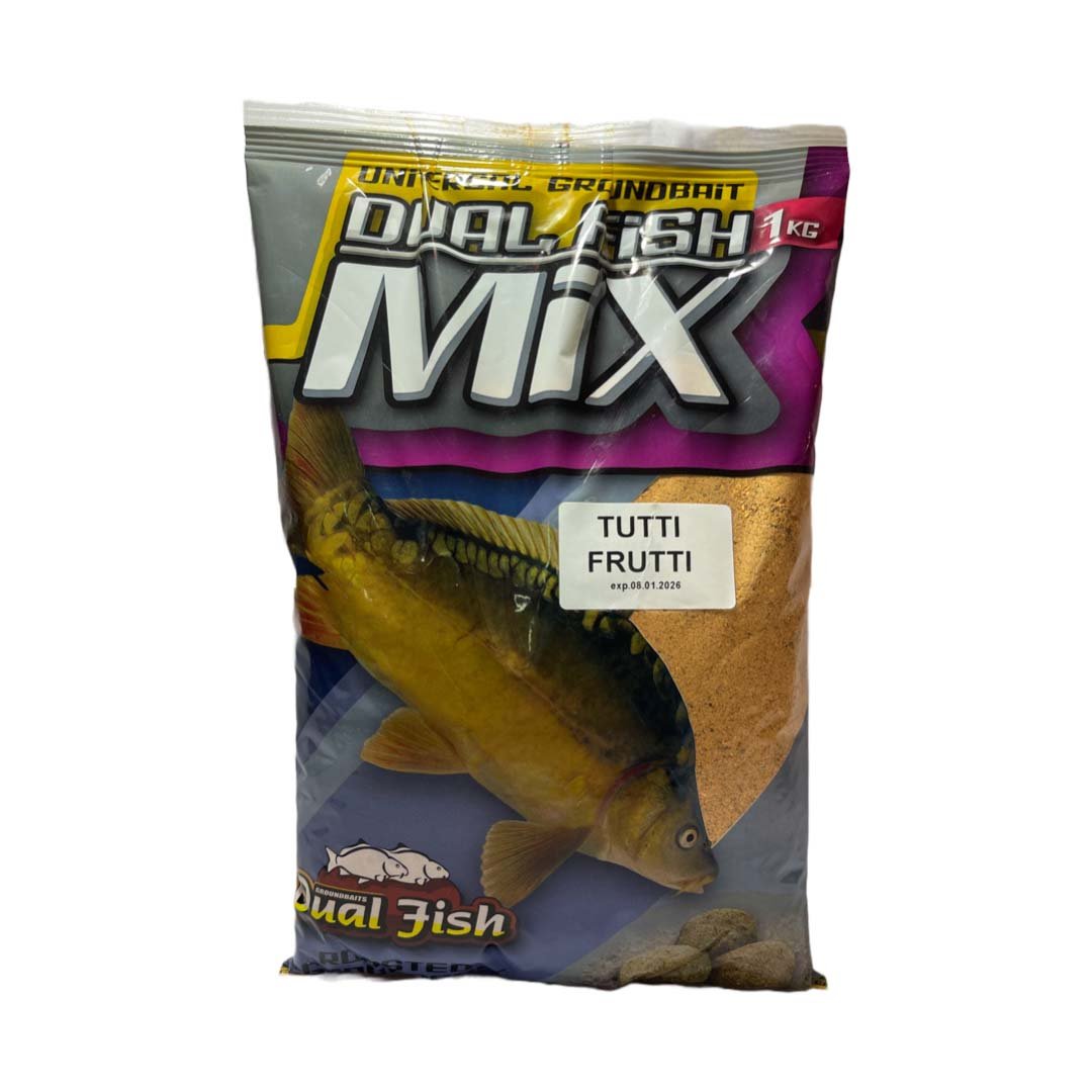 Nada MIX sub forma de cereale sfaramate pentru pescuit, aditivata, aroma de TUTTI FRUTTI, 1 Kg, Dual Fish Engros