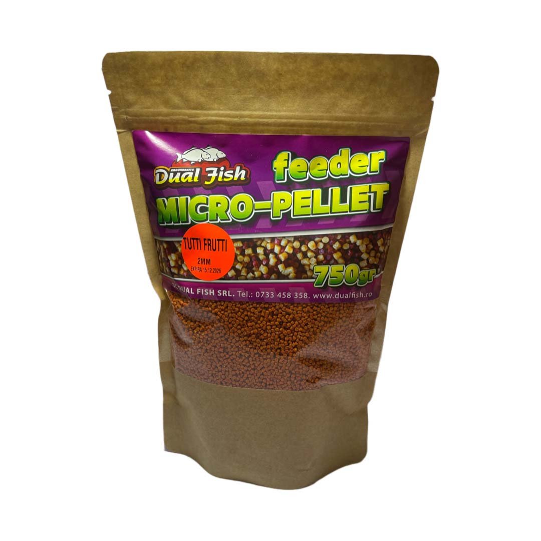 Micro Pelete Special Feeder, dimensiune de 2 mm, aroma de TUTTI FRUTTI, 750 gr, Dual Fish Engros