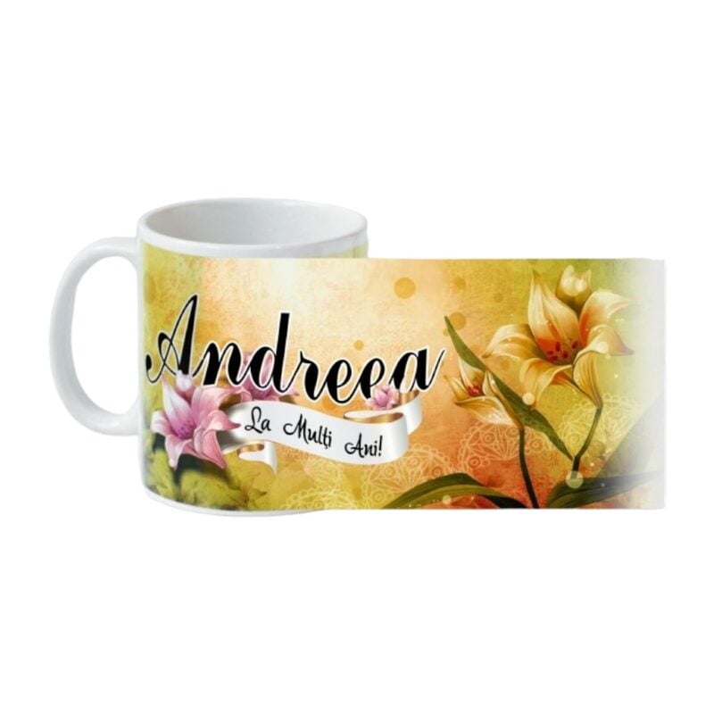 Cana personalizata - Flori+Nume - Corina Engros
