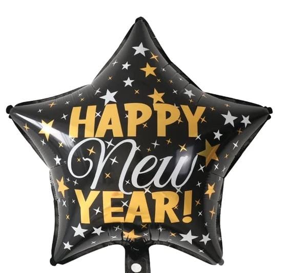 Balon folie 45 cm,  stea happy new year,  engross