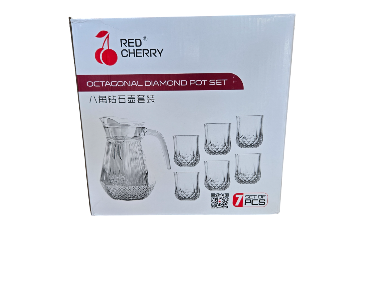 Set pahare cu carafa cu capac , sticla , capcitate cana 1,5L pahar 225ml, Engros