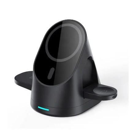 Suport si Incarcator 3 in 1, MagSafe, iPhone/Watch/AirPods, 15W, Wireless, Negru Engros