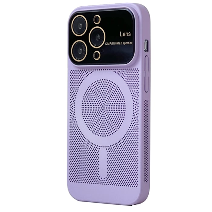 Husa Air Luxe, Perforatii si Protectie camera, Magsafe, Compatibila cu iPhone 14 Pro Max, Disipare caldura, Lila Engros