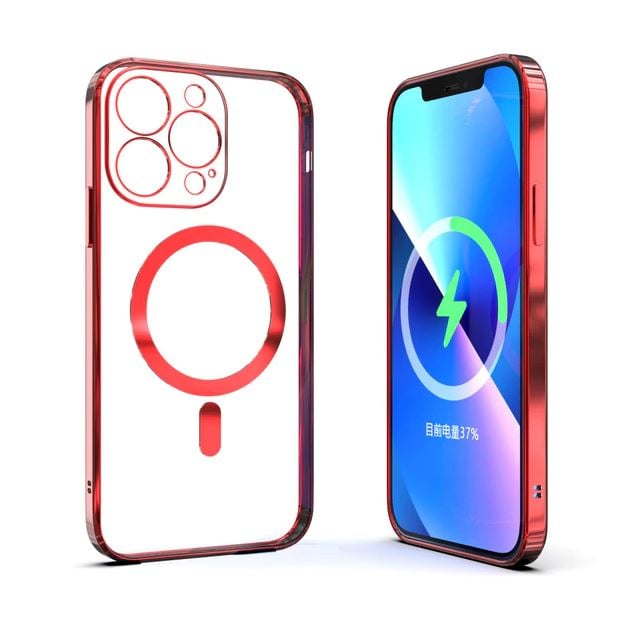 Husa Ultra-Soft, Luxury Magsafe, Compatibila cu iPhone 14 Pro, Wireless Charging, Rosu Engros