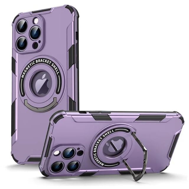 Husa Ultra-solida, Ring Armor, Compatibila cu iPhone 14 Pro Max, Magsafe, Inel Suport, Mov Engros