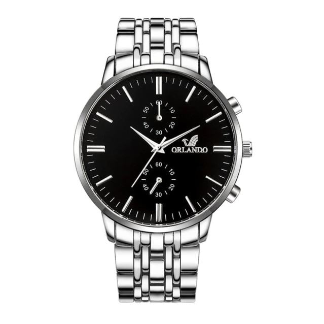 Ceas Barbatesc, Model Orlando, Stainless-Steel, Argintiu/Negru Engros