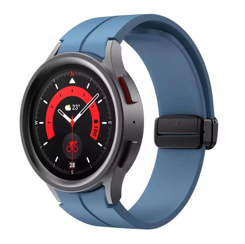 Curea Soft Magnet, Sport pentru Samsung Galaxy Watch 4 / 4 Classic / 5 / 5 Pro / 6 / 6 Classic, Silicon, Albastru Engros
