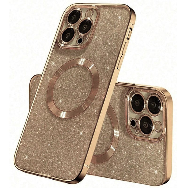 Husa Glitter Guard Magsafe, Compatibil cu iPhone 15 Pro Max, Antisoc, Sclipici si silicon, Auriu Engros