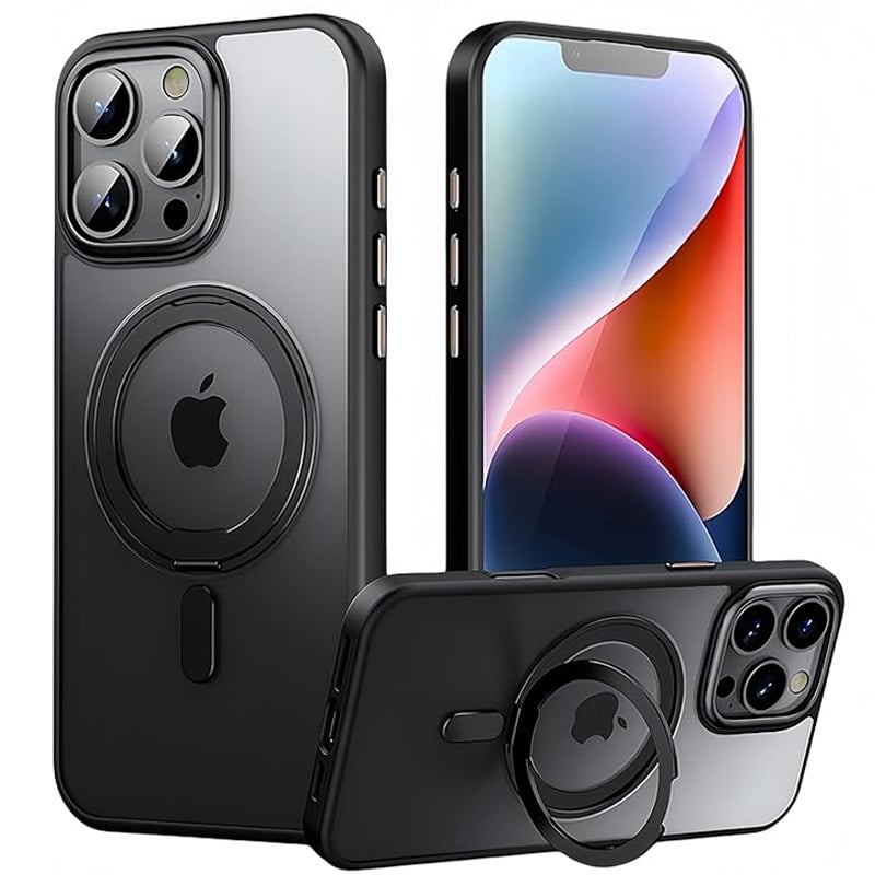 Husa Magnetic Ring, Suport inel, MagSafe, Compatibil cu iPhone 16 Pro Max, Protectie Antisoc Camera, Negru Engros