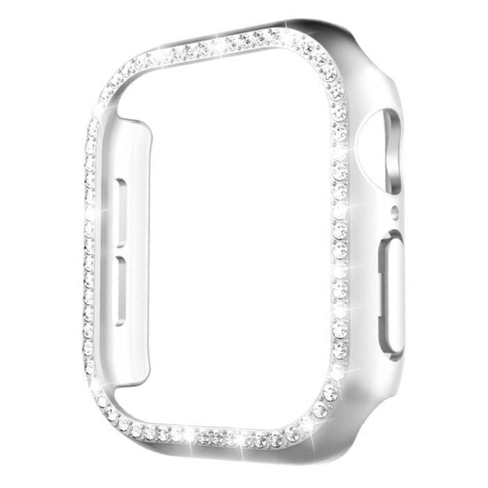 Husa Crystal Compatibila cu Apple Watch Seria 10, Protectie Bumper, Strasuri, Argintiu - Apple Watch 42mm Seria 10 Engros