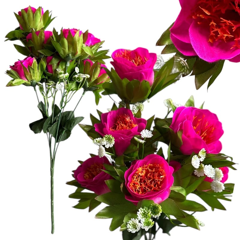 Buchet de flori artificiale Trandafiri, 7 fire, 48 cm, en-gros
