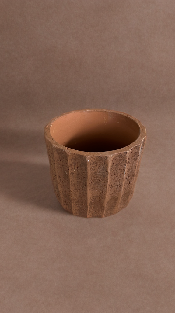 SET 4 Ghivece Ceramica Rotunde 22x18cm Engros , Model Rustic Natur