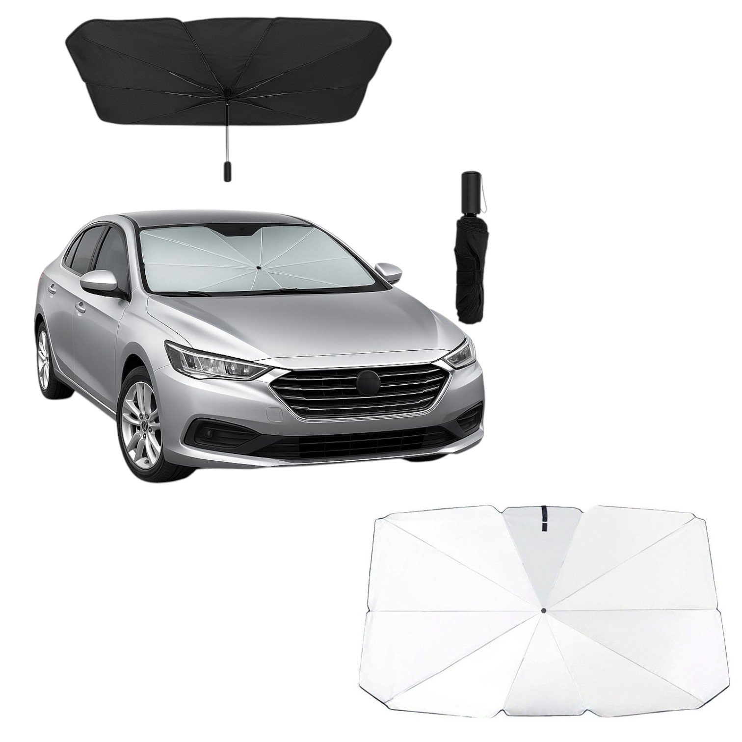 Parasolar Auto Pliabil 140x79cm pentru Masina, Model Umbrela Engros