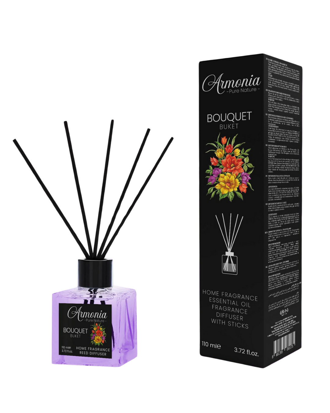 Odorizant de Cameră En-gros cu Bețișoare – Armonia - Bouquet | Set 6 bucăți | 110 ml