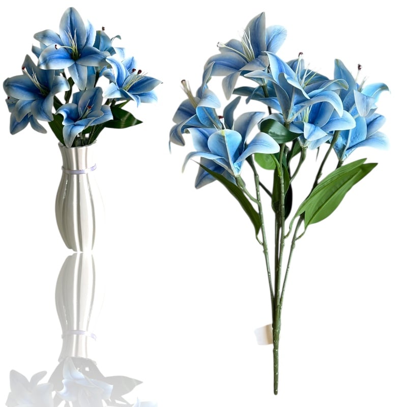 Buchet de Crini artificiali, 5 fire – 52 cm, 9 flori, real touch – en-gros