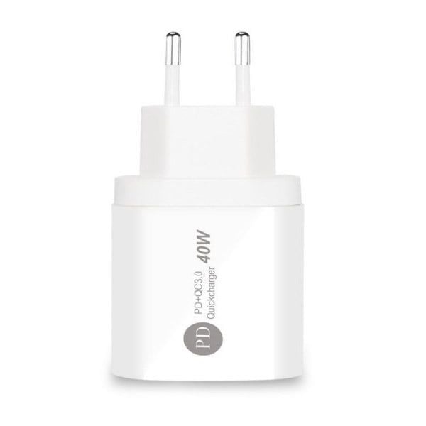 Incarcator iPhone/Samsung Fast-Charge 40W, 2x Type-C, 20W+20W, Alimentator 220V Engros