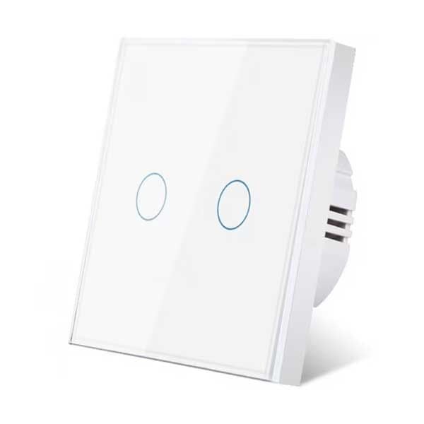 Intrerupator dublu touch Alb Classlights , Sticla Securizata, LED Engros