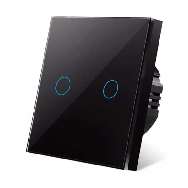 Intrerupator dublu touch Negru Classlights , Sticla Securizata, LED Engros
