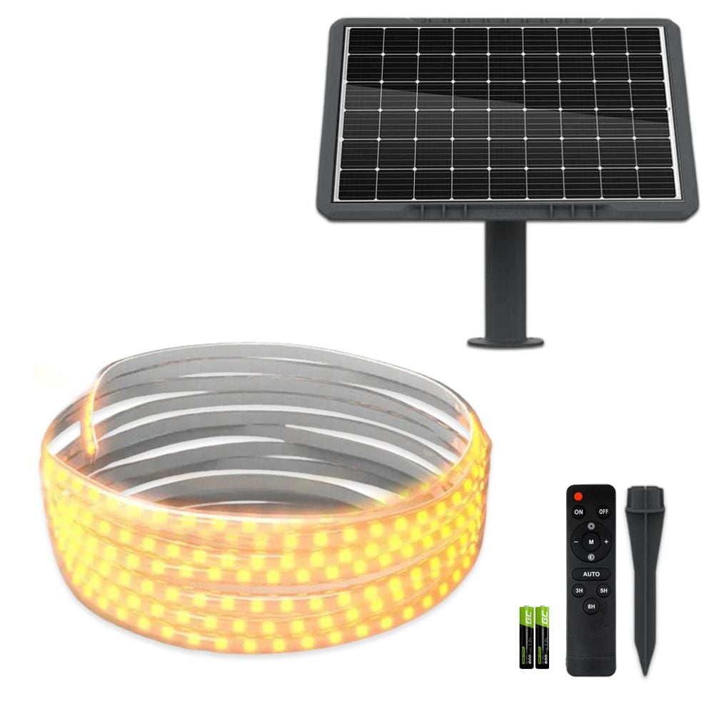 Kit Banda LED Alb-Cald, 5 Metri, Panou Solar Monocristalin, 50W, IP65, ClassLights Engros