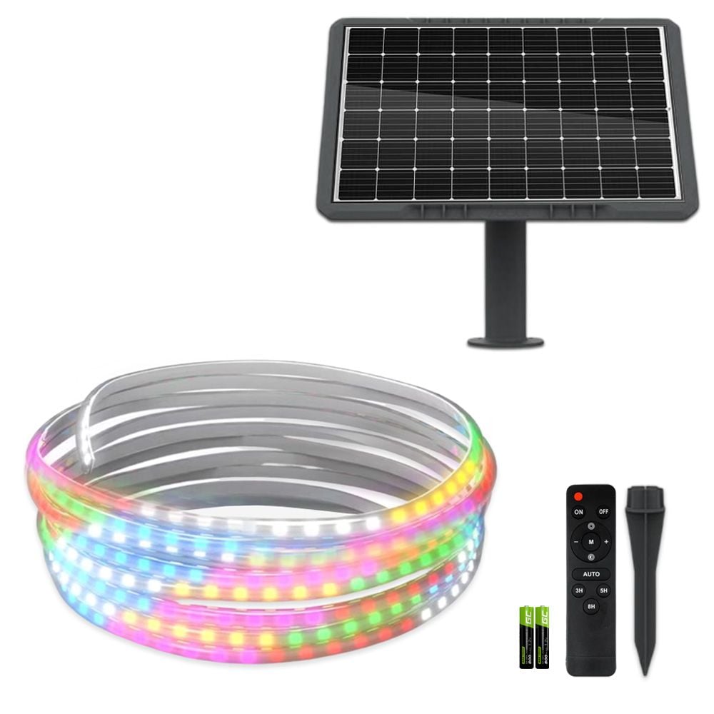 Kit Banda LED Multicolora, RGB, 5 Metri, Panou Solar Monocristalin, 50W, IP65, ClassLights Engros