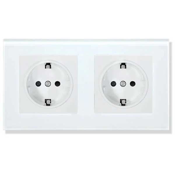Priza dubla cu rama din sticla securizata Classlights, 16A, Alb Engros