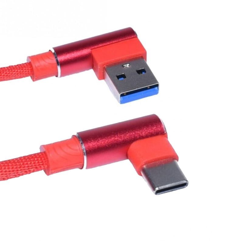 Cablu de Date USB – Type-C cu cot la 90, Rosu, 1m Engros