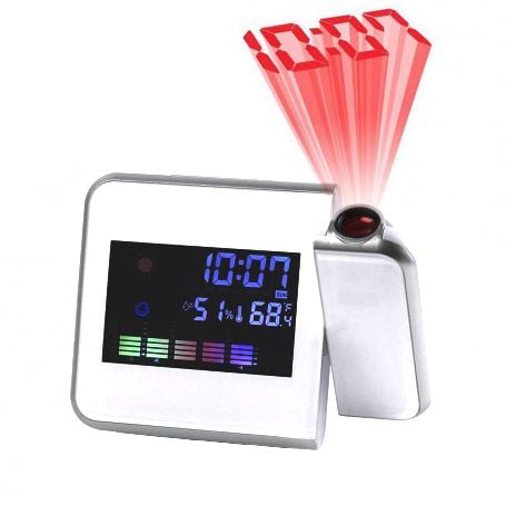 Ceas cu Proiectie si Display LCD, Alb Engros