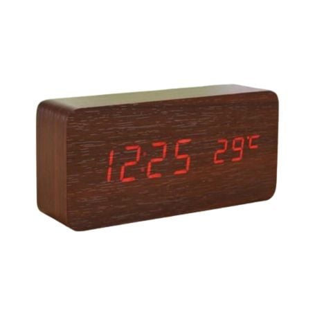 Ceas Digital din Lemn cu Led Rosu 1299 Engros