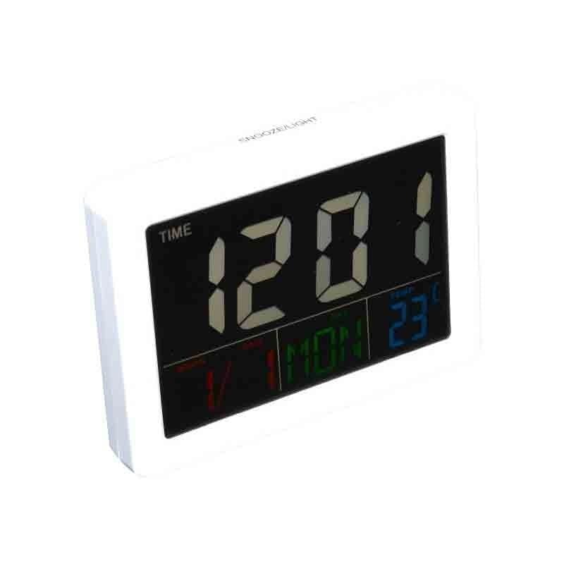 Ceas Electronic LCD Alb, Alarma si Data Engros