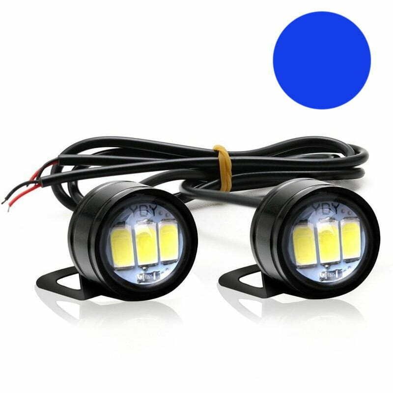Set 2x LED Auto/Moto cu suport metalic si fir, Diametru 23mm, 9W, Albastru Engros