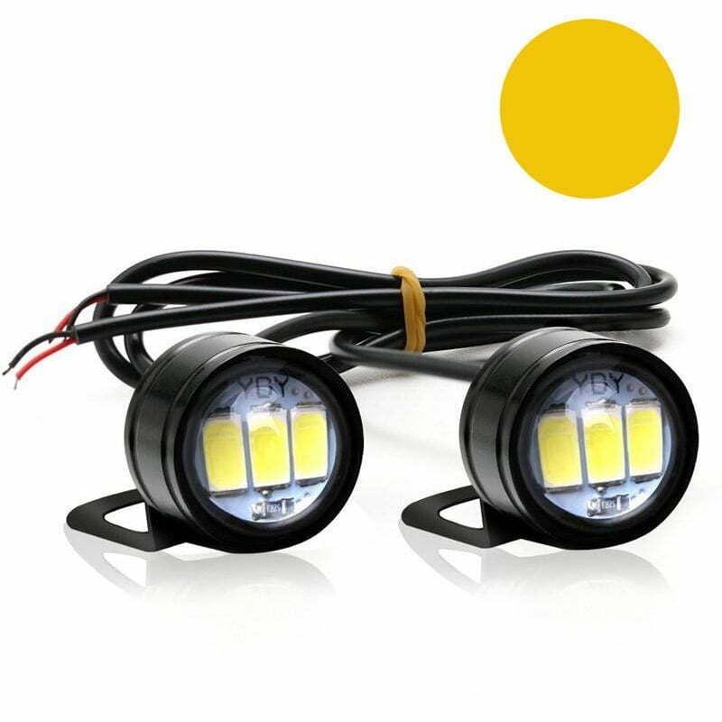 Set 2x LED Auto/Moto cu suport metalic si fir, Diametru 23mm, 9W, Galben Engros