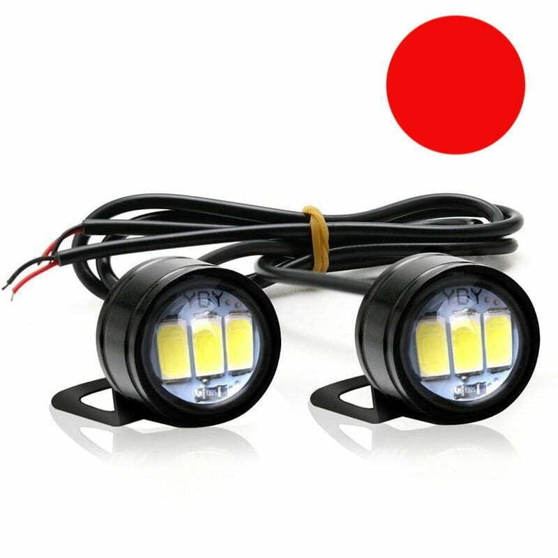 Set 2x LED Auto/Moto cu suport metalic si fir, Diametru 23mm, 9W, Rosu Engros